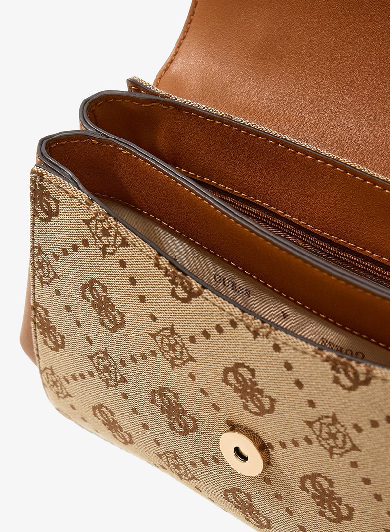 GUESS Melinda Logo Top Handle Flap Over Satchel - Image 4
